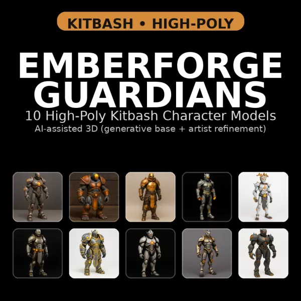 Emberforge Guardians — High-Poly Kitbash Character Pack (10 Mode - Model preview 1