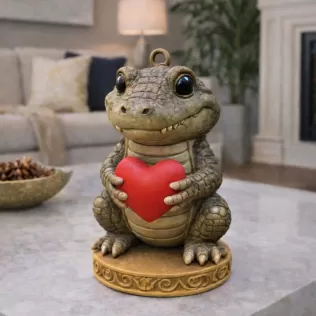 Cute Crocodile with Heart – 3D Printable STL File - Model thumbnail 2