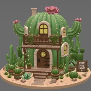 Cactus Cottage House STL File for 3D Print - Model thumbnail 8