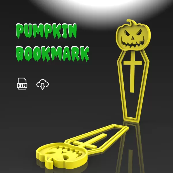 Halloween Pumpkin BookMark, Cute BookMark 3D STL File, Halloween - Model preview 2