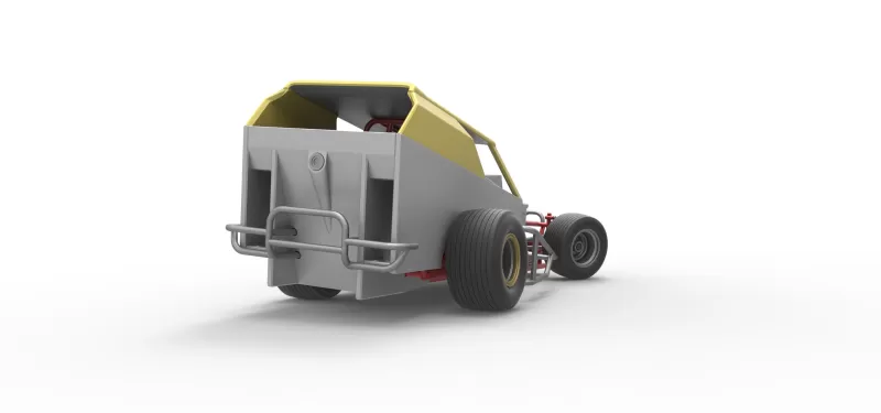 Vintage Dirt Modified stock car V7 while turning Scale 1:25 - Model preview 19