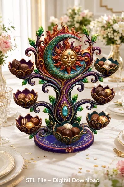 Celestial Sun and Moon Organizer STL File for 3D Print - Model preview 5