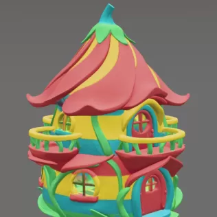 Colorful Fantasy Fairy House - STL File 3D Printable - Model thumbnail 6