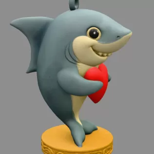 Shark with Heart — Cute Shark Pendant - Model thumbnail 5
