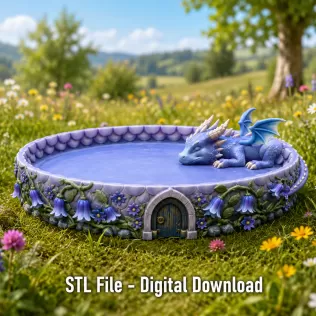 Sleeping Baby Dragon Tray STL File for 3D Print - Model thumbnail 3