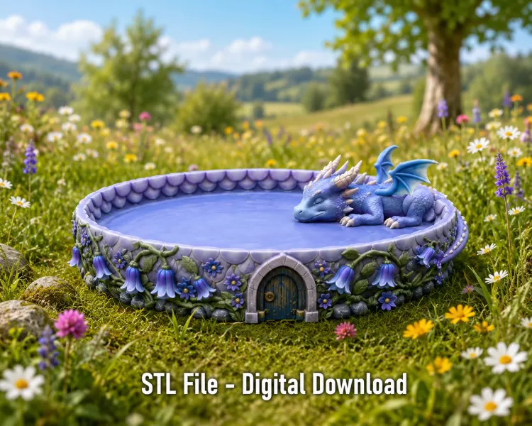 Sleeping Baby Dragon Tray STL File for 3D Print - Model preview 3