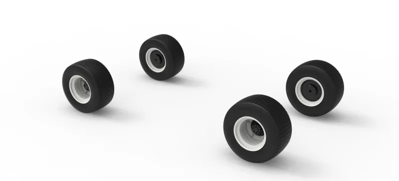 Wheel Set of Vintage Dirt late model Race car V3 Scale 1:25 - Model preview 7
