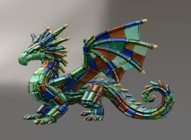 Stained Glass Dragon STL File for 3D Print - Model preview 5