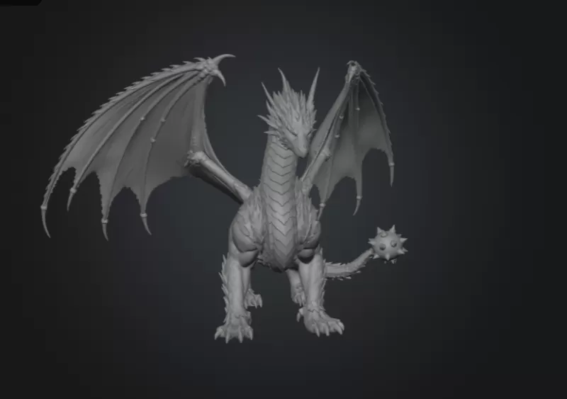 Azure Royal War Dragon STL File for 3D Print - Model preview 15