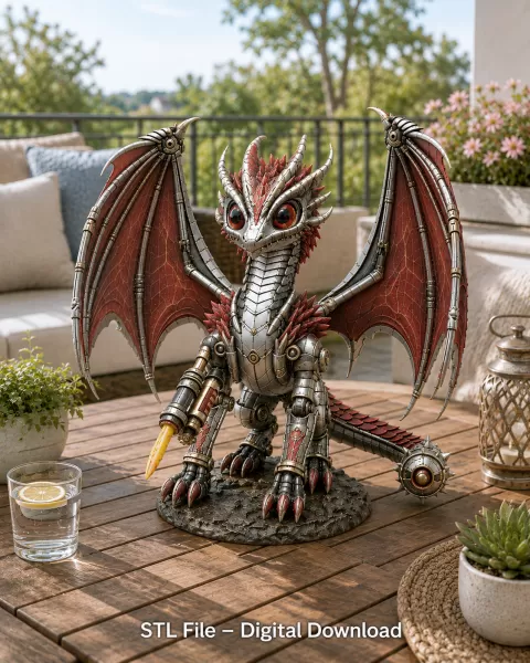 Mechanical Inferno Dragon STL File for 3D Print - Model preview 2