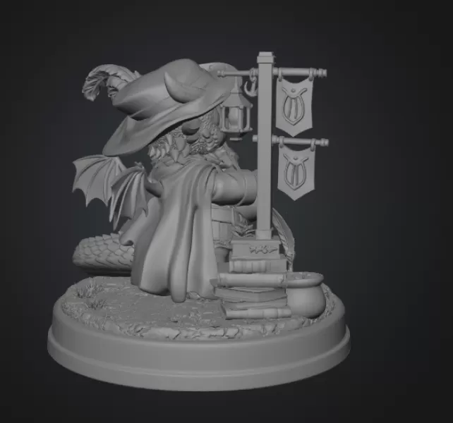 Mystic Bard Dragon STL File for 3D Printing - Model preview 12