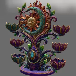 Celestial Sun and Moon Organizer STL File for 3D Print - Model thumbnail 11