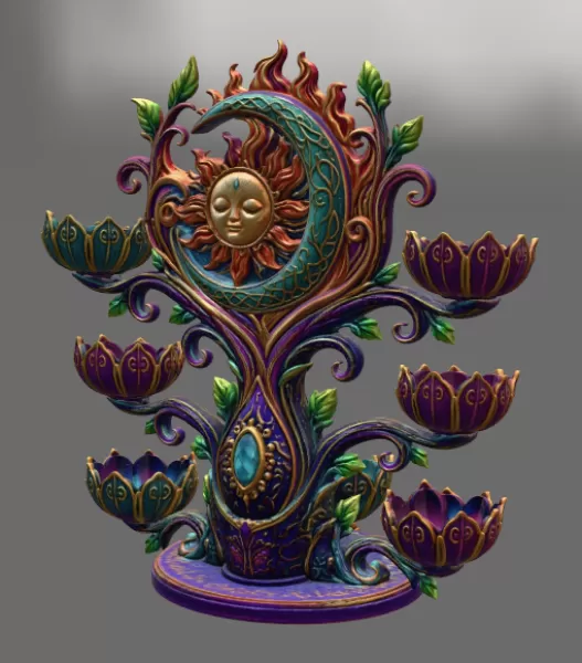 Celestial Sun and Moon Organizer STL File for 3D Print - Model preview 11