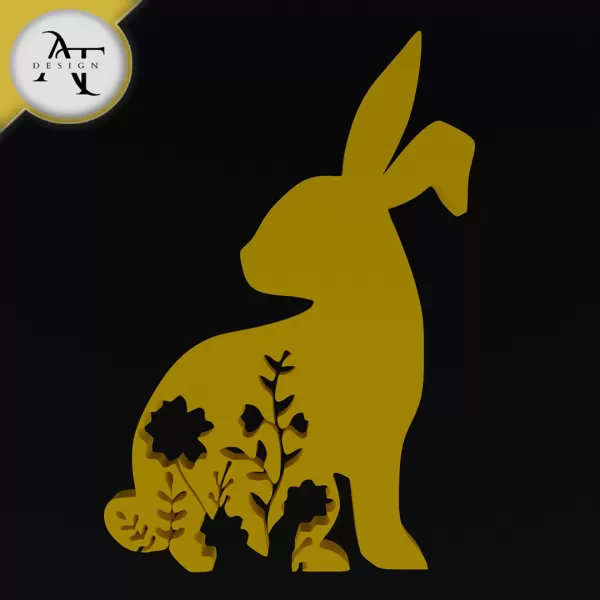 Easter bunny - Silhouette - 2D Wall Art Decor - Model preview 1