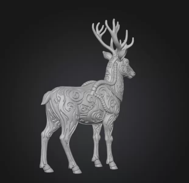 Steampunk Stag — Printable STL ( Collectible) - Model preview 3