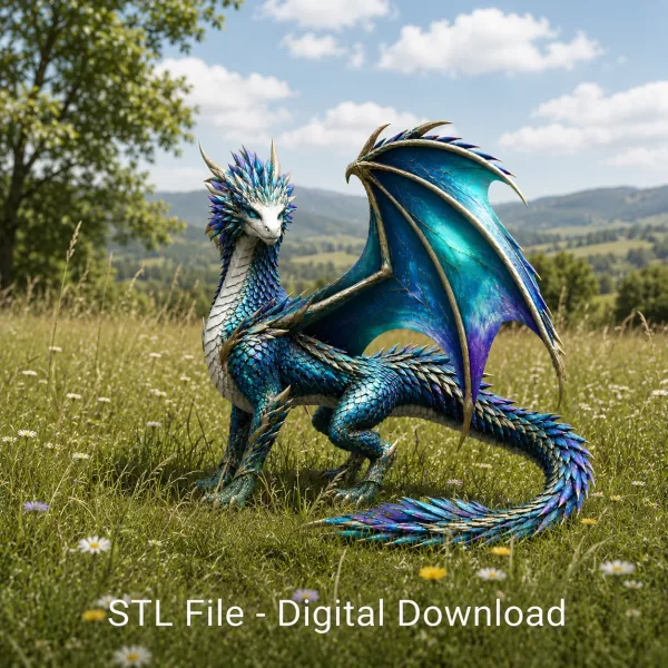 Azure Storm Dragon STL File for 3D Print - Model preview 1
