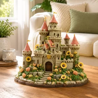 Sunflower Fantasy Castle STL File for 3D Print - Model thumbnail 5