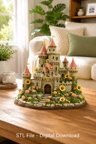 Sunflower Fantasy Castle STL File for 3D Print - Model preview 5