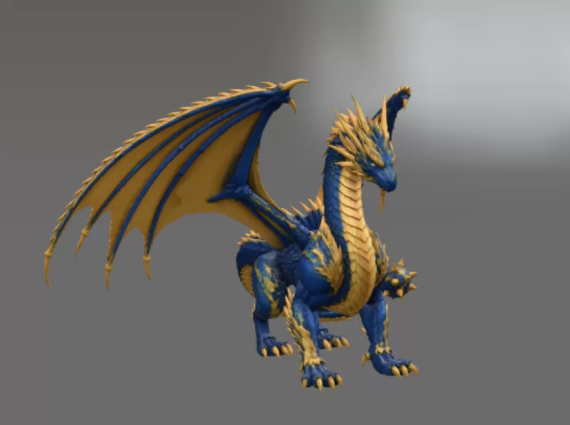 Azure Royal War Dragon STL File for 3D Print - Model preview 10
