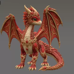 Royal Crimson Dragon STL File for 3D Print - Model thumbnail 8