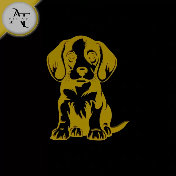 Puppy - Silhouette - 2D Wall Art Decor - Model preview 1