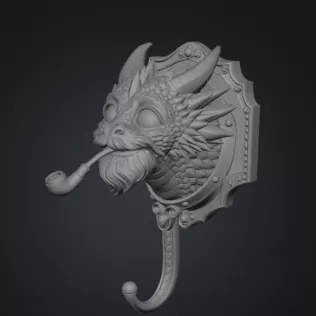 Wise Dragon Wall Hook STL File for 3D Print - Model thumbnail 7