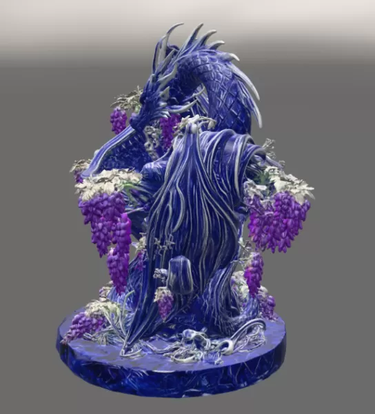 Midnight Wisteria Dragon Bowl STL File for 3D Print - Model preview 11