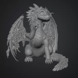 Wisteria Blossom Dragon STL File for 3D Print