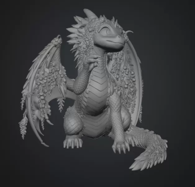 Wisteria Blossom Dragon STL File for 3D Print - Model preview 17