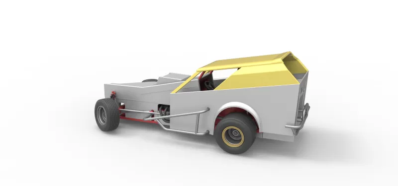 Vintage Dirt Modified stock car V7 while turning Scale 1:25 - Model preview 12