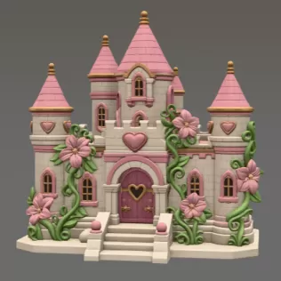 Enchanted Heart Blossom Castle STL File for 3D Print - Model thumbnail 5