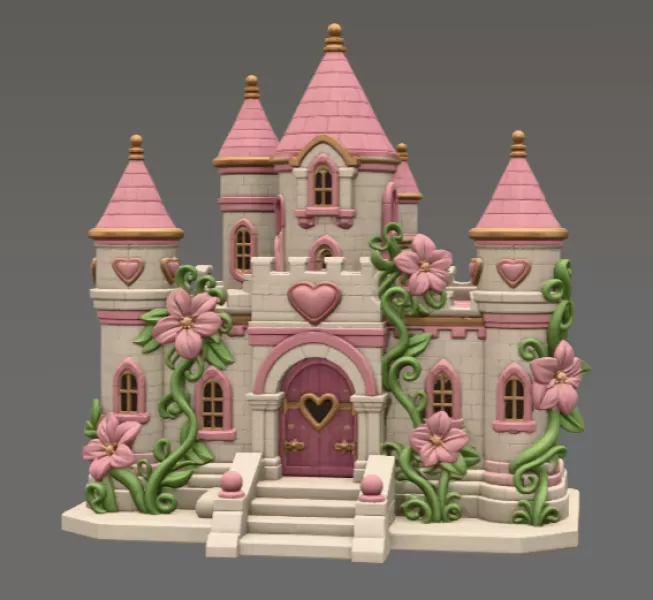 Enchanted Heart Blossom Castle STL File for 3D Print - Model preview 5