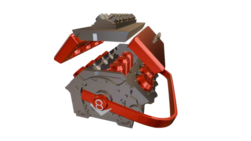 COOLER/SUPPORT FOR V8+4 ENGINE - Model preview 3