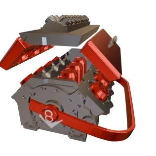 COOLER/SUPPORT FOR V8+4 ENGINE - Model thumbnail 3