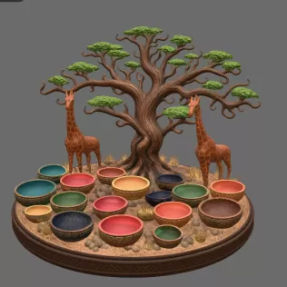 African Savanna Giraffe Bowl Organizer STL File for 3D Print - Model thumbnail 11