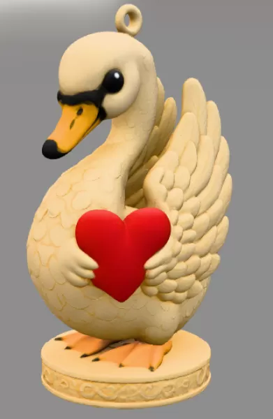 Swan with Heart – STL File | Digital Download - Model preview 3