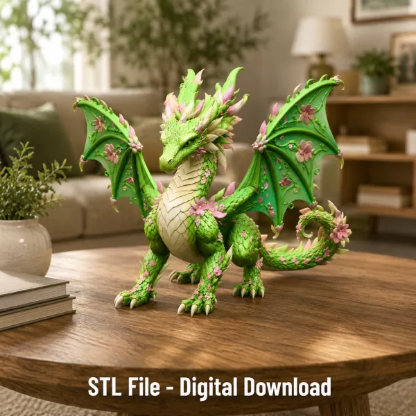 Spring Blossom Dragon STL File for 3D Print - Model preview 1
