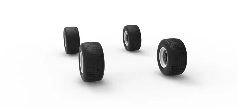 Wheel Set of Vintage Dirt late model Race car V3 Scale 1:25 - Model preview 8