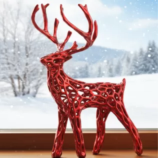 3 pcs. Miniature Modern Deer Family, Voronoi Diagram Christmas - Model thumbnail 2