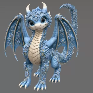 Azure Blossom Dragon STL File for 3D Print - Model thumbnail 6
