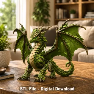 Woodland Guardian Dragon STL File for 3D Print - Model thumbnail 3