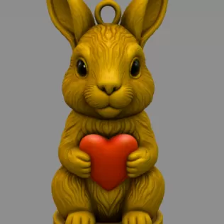 Cute Bunny with Heart – 3D Printable STL File - Model thumbnail 3