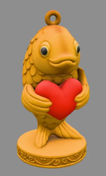 Cute Fish with Heart STL File — Digital Download for 3D print - Model preview 7