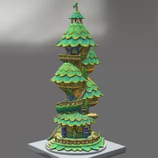 Advertising Enchanted Spiral Tree Tower STL File 3D Printable Fa - Model thumbnail 4