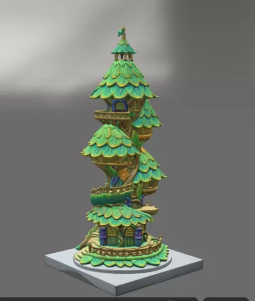 Advertising Enchanted Spiral Tree Tower STL File 3D Printable Fa - Model preview 4