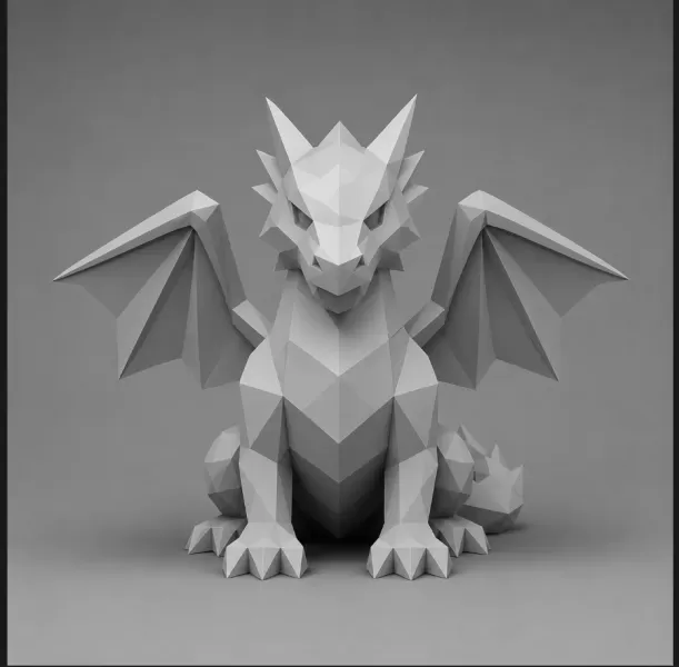Low poly dragon figure - Model preview 1