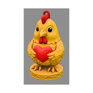Cute Chicken / Rooster Pendant — Holding Heart