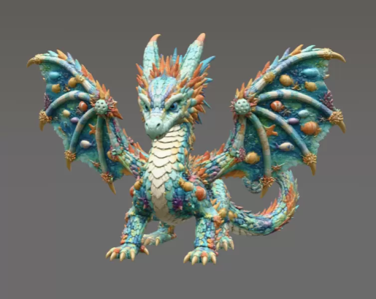 Ocean Bloom Dragon STL File for 3D Print - Model preview 4