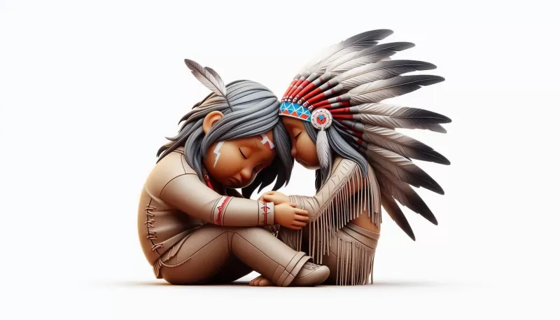 Sad Apache Kids 3D Model - Model preview 1