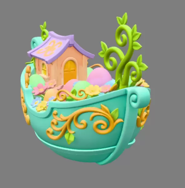 Fantasy Easter Egg Boat STL File– 3D Printable Easter Decoration - Model preview 7